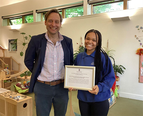 Aberdeen teen Receives Parliamentary Motion Certificate