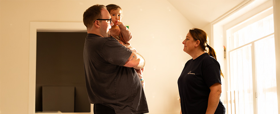 Parent communicating with staff